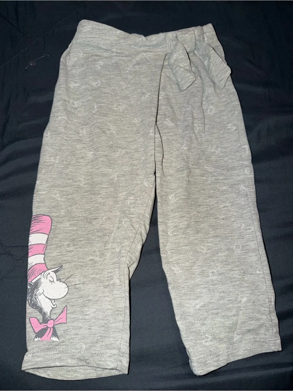 Dr. Seuss Gray Cat in the Hat Pajama Bottoms with Pink Accent